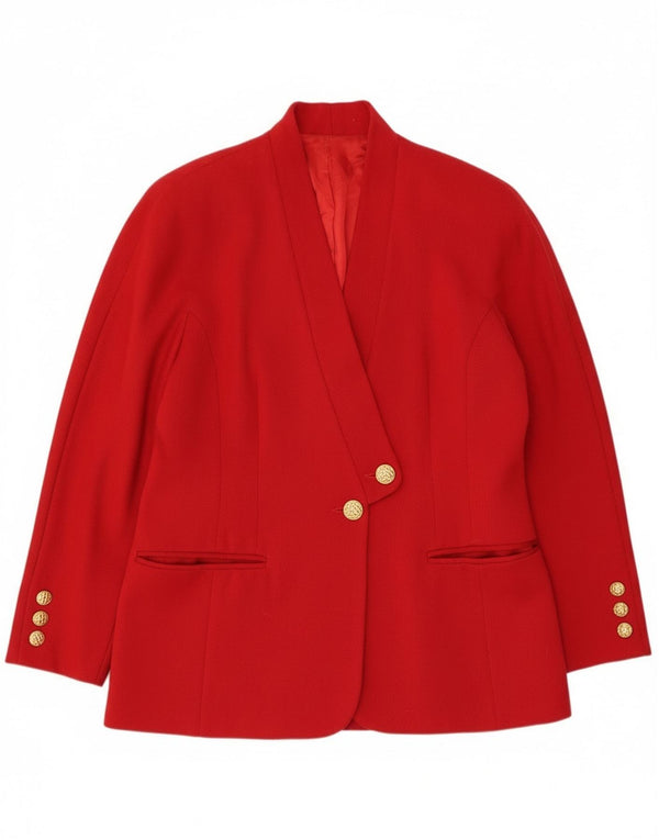 Vintage Damen 2-Knopf-Blazerjacke IT 44 Mittelrote Schurwolle