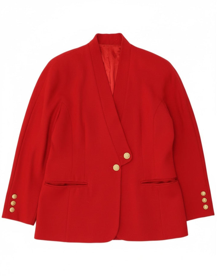 Vintage Damen 2-Knopf-Blazerjacke IT 44 Mittelrote Schurwolle