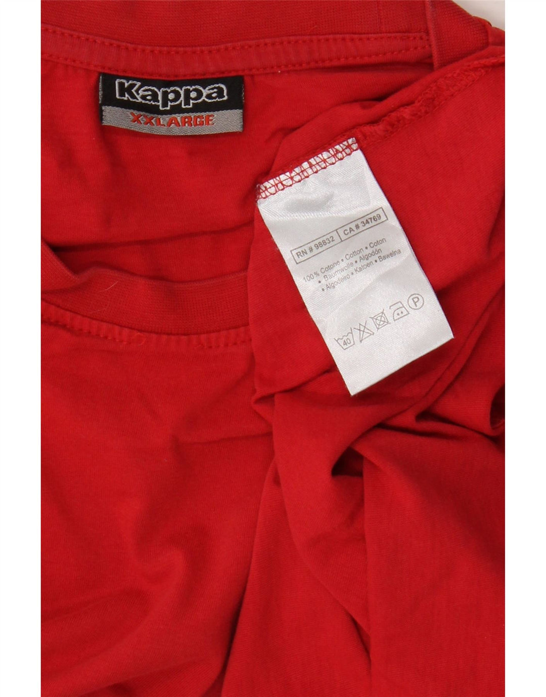 Kappa Herren T-Shirt Top 2XL Rote Baumwolle