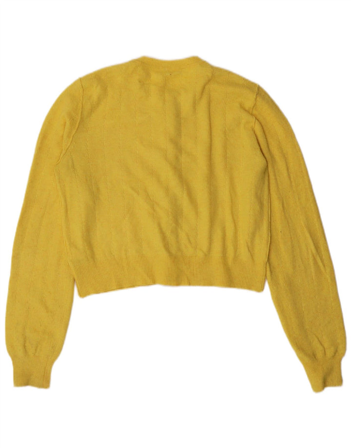 PEPE Jeans Damen Crop Cardigan Pullover UK 10 Small Gelb Polyester