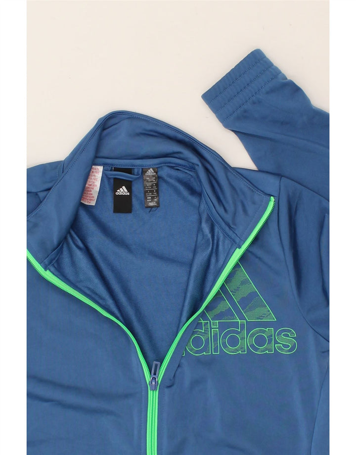 ADIDAS Boys Graphic Tracksuit Top Jacket 11-12 Years Blue Polyester Vintage Adidas and Second-Hand Adidas from Messina Hembry 