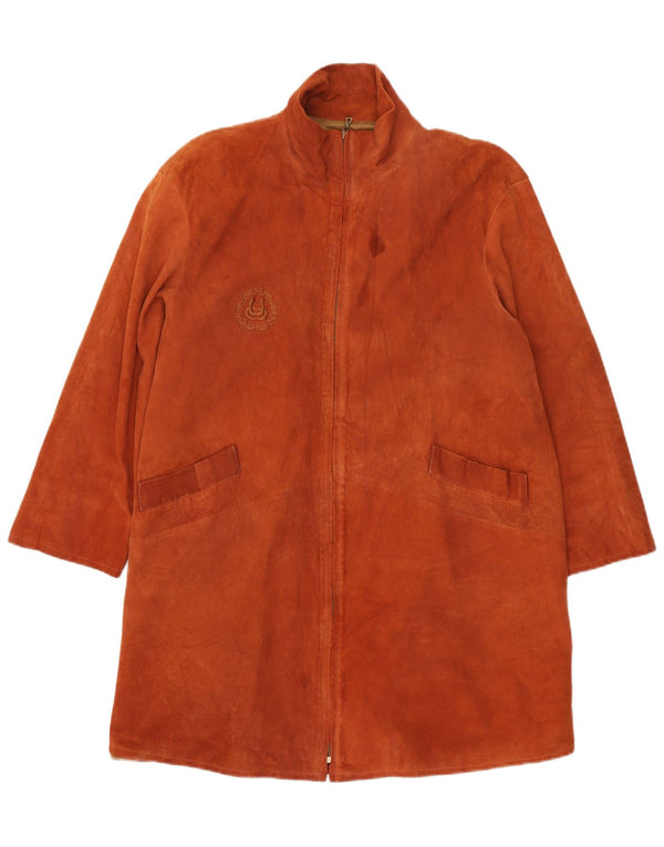 Vintage Damen Übergroßer Wildledermantel IT 42 Mittelbraunes Leder