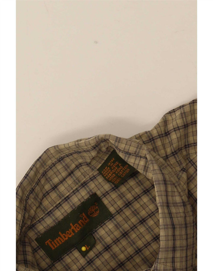 Timberland Herren-Hemd, groß, Khaki, kariert, Baumwolle