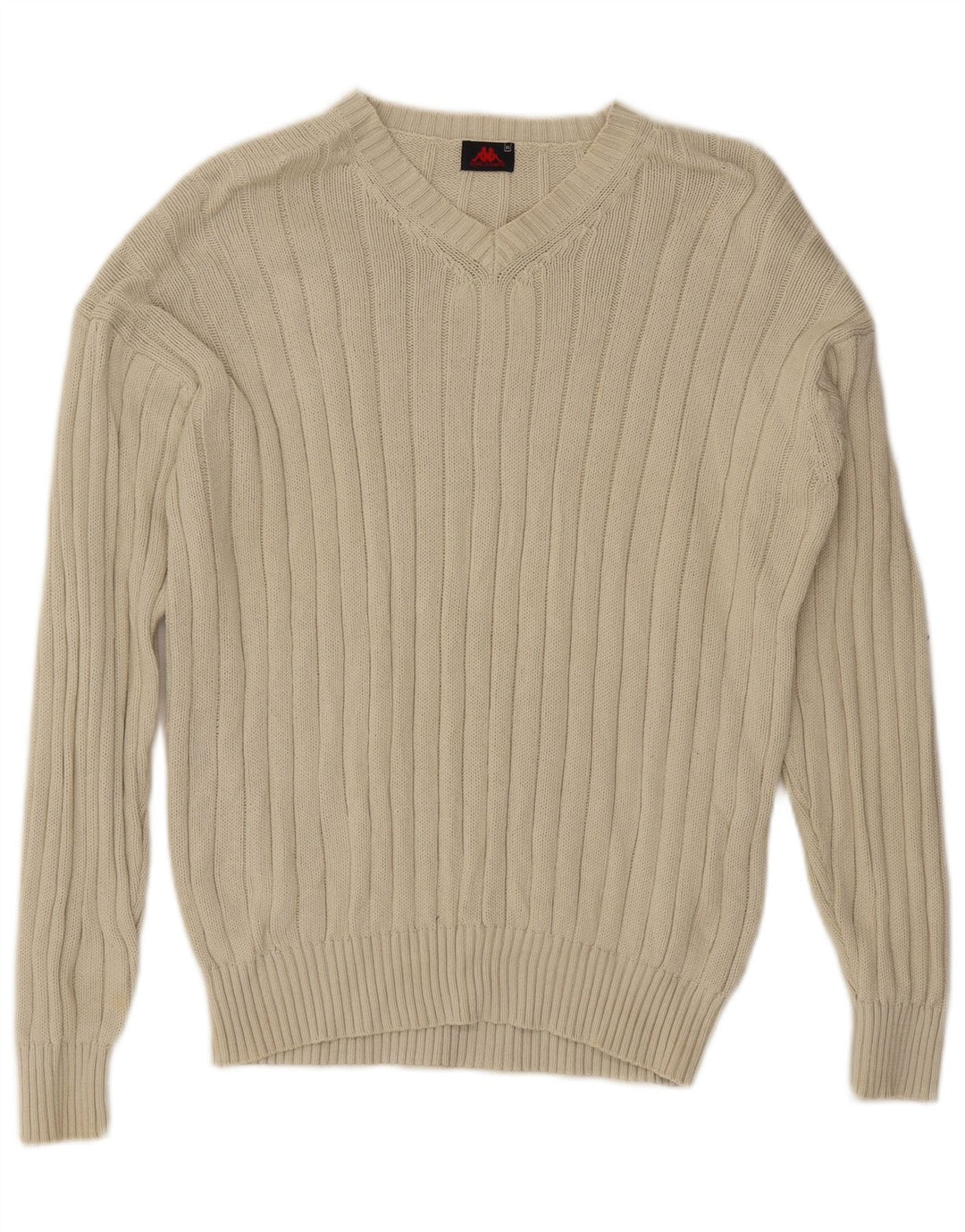 Kappa Herren V-Ausschnitt Pullover Pullover XL Beige Baumwolle
