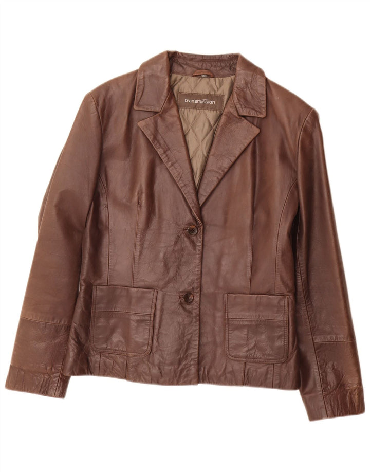 Transmission Damen 2-Knopf-Lederblazer UK 18 XL Braun
