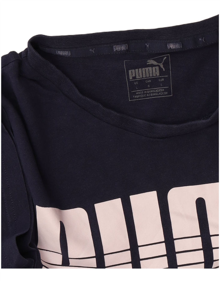 Puma Herren Grafik T-Shirt Top Large Marineblau
