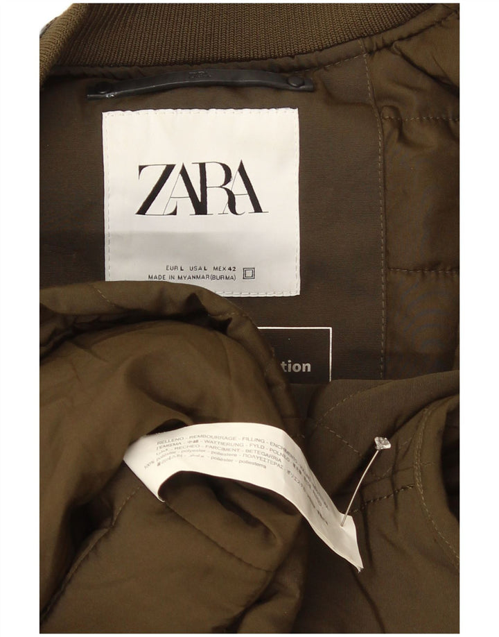 Zara Herren Steppweste UK 40 Large Khaki Polyester