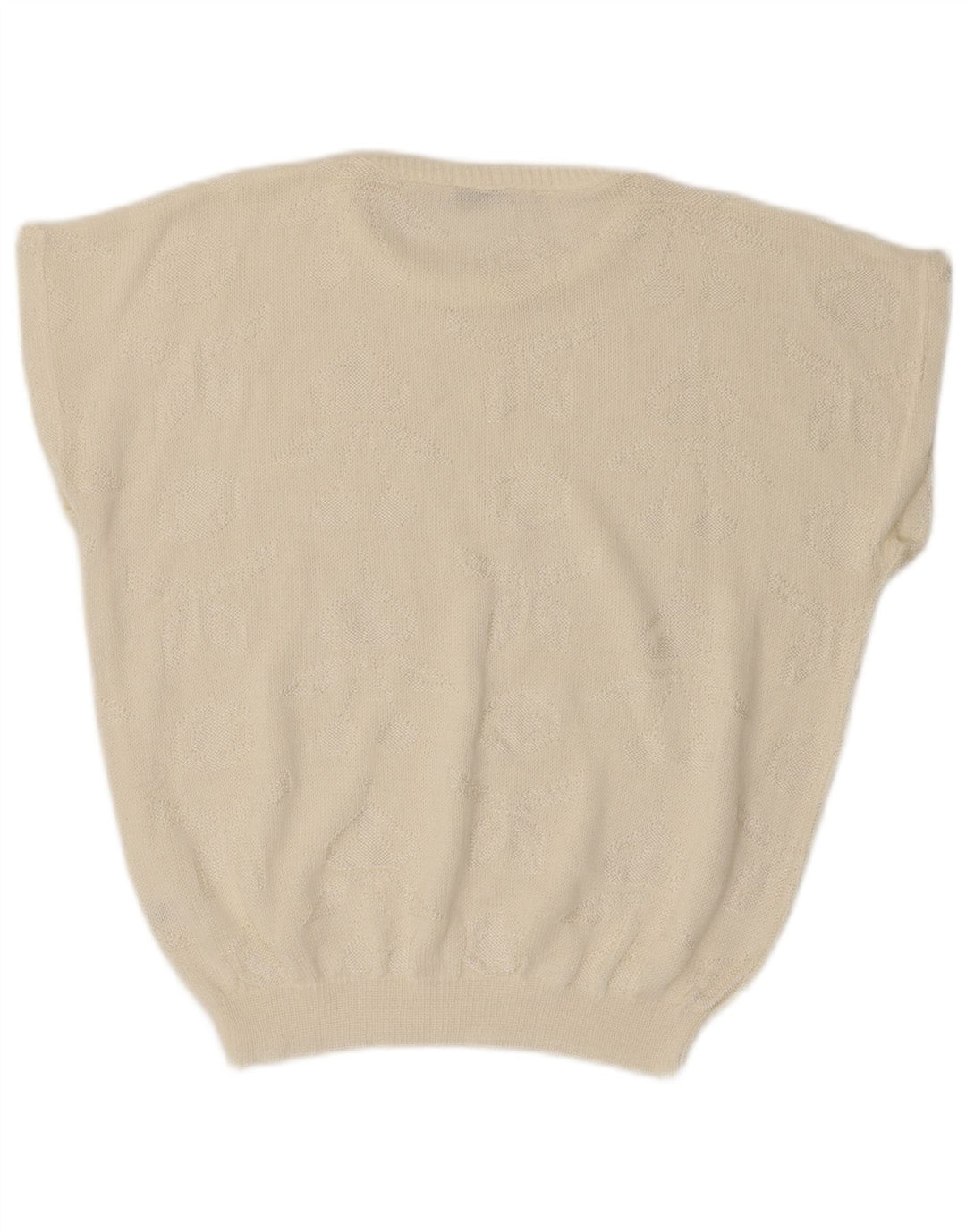 VINTAGE Damen Übergroßer Pullover mit Rundhalsausschnitt UK 14 Medium Off White