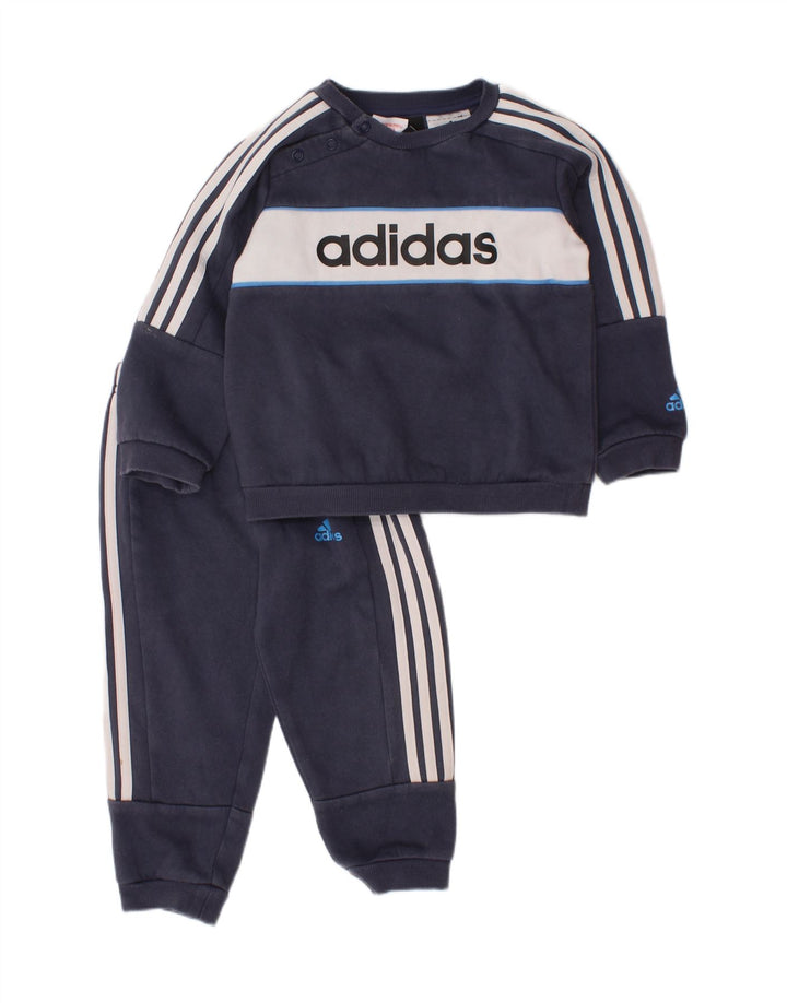 ADIDAS Baby-Jungen-Trainingsanzug mit Grafik, 12–18 Monate, Marineblau, Farbblock