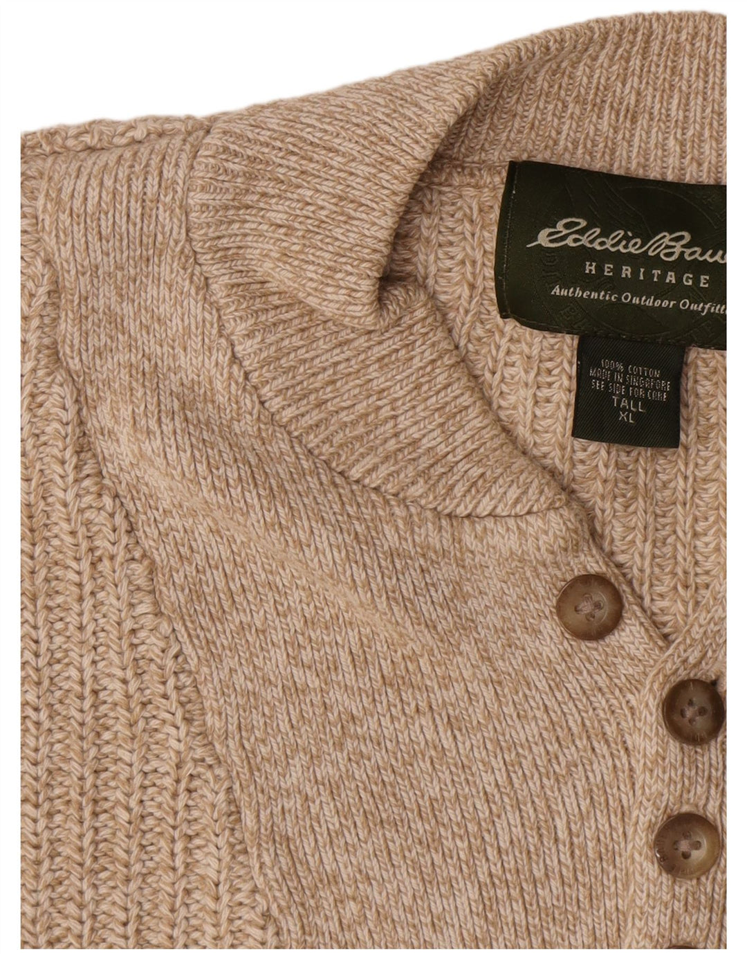Eddie Bauer Herren-Pullover mit Knopfkragen, groß, XL, beige Baumwolle