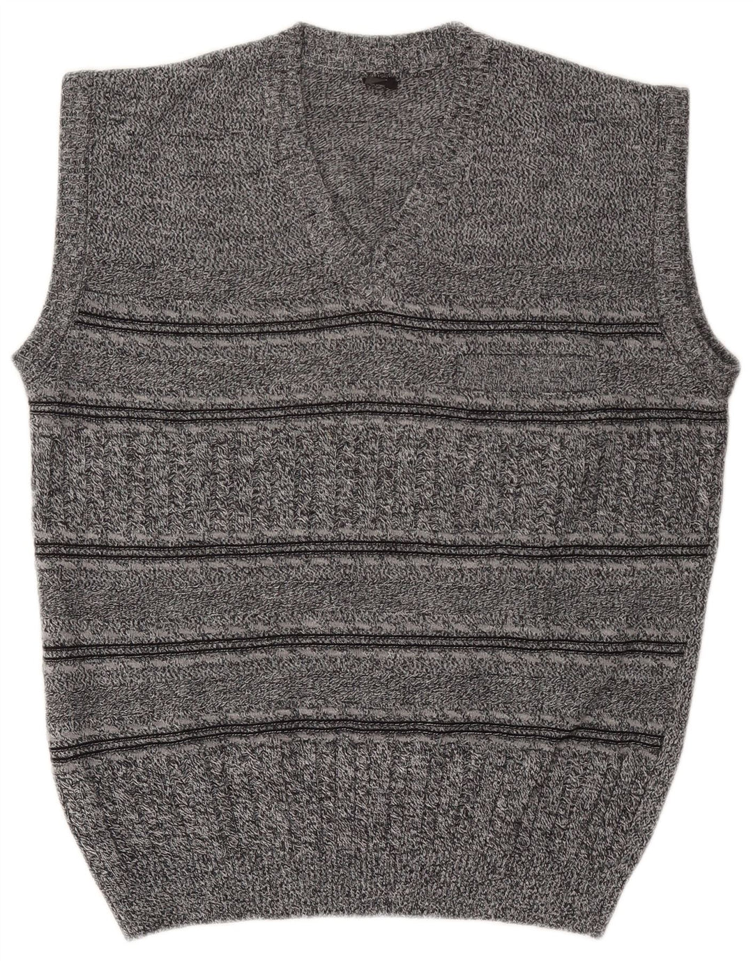 Vintage Herren Weste Tank Top Mittelgrau gestreift
