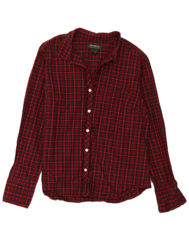 Eddie Bauer Damen Flanellhemd UK 16 Große rot karierte Baumwolle