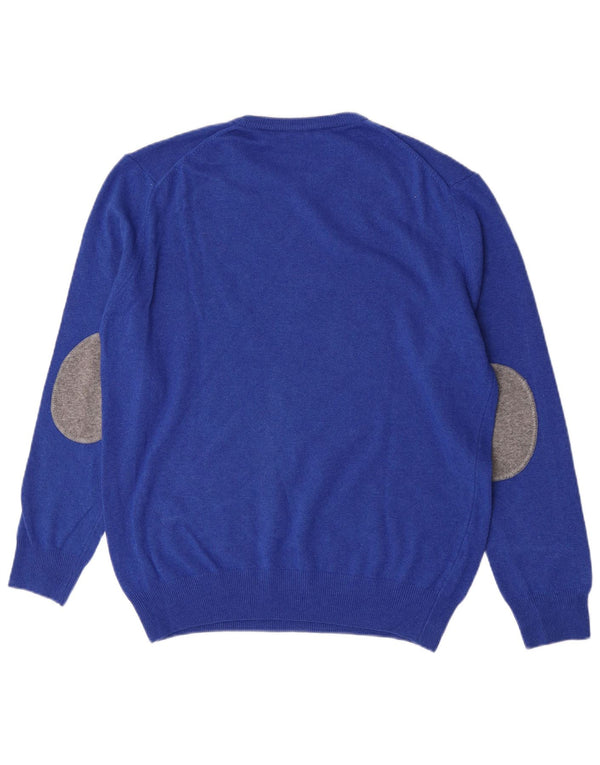 Romeo Gigli Herren-Pullover mit Rundhalsausschnitt, Größe 54, XL, blaue Wolle
