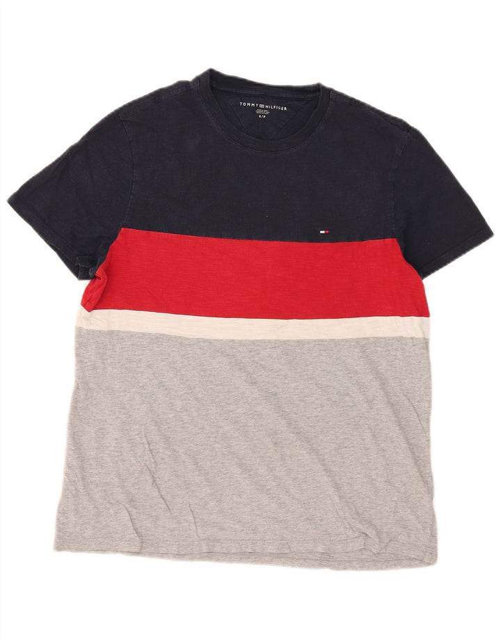 Tommy Hilfiger Herren-T-Shirt-Oberteil, klein, mehrfarbig, Colourblock-Baumwolle