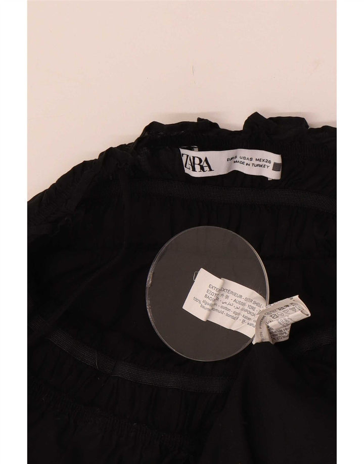 Zara Damen Sommerkleid UK 10 Small Schwarz Baumwolle