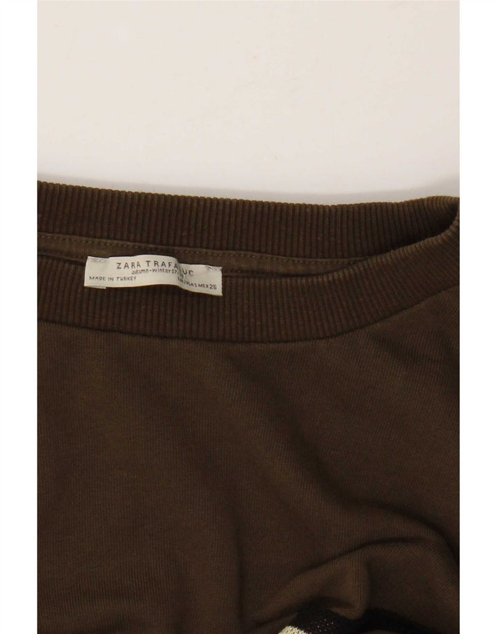 Zara Damen-Sweatshirt in Übergröße, Gr. 10, Größe S, Khaki, geometrisch
