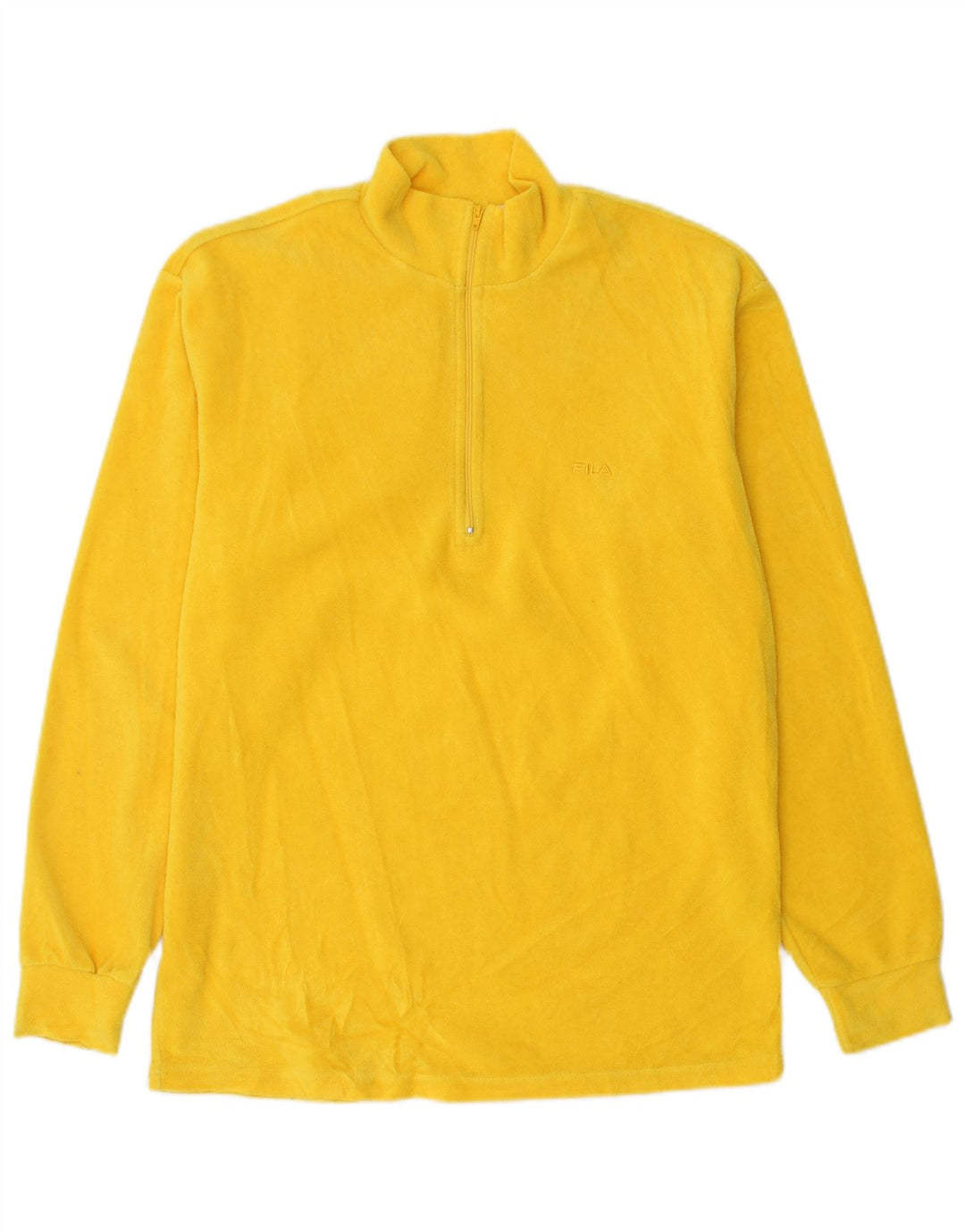 FILA Mens Zip Neck Fleece Jumper IT 46 Small Yellow