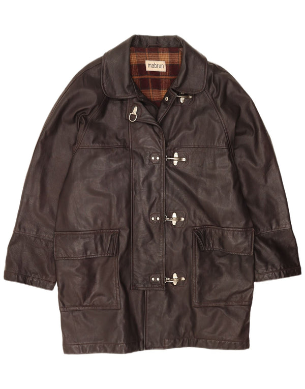 MABRUN Damen Übergroßer Ledermantel IT 50 XL Braunes Leder