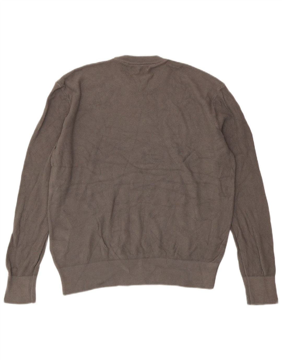 Zara Herren-Pullover mit Rundhalsausschnitt, mittelgraue Baumwolle
