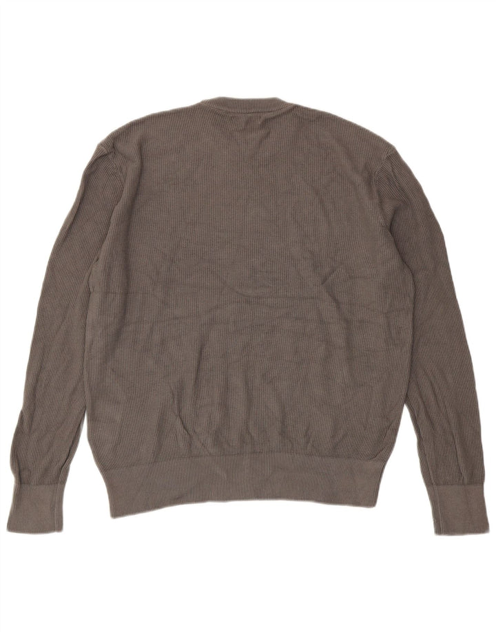 Zara Herren-Pullover mit Rundhalsausschnitt, mittelgraue Baumwolle