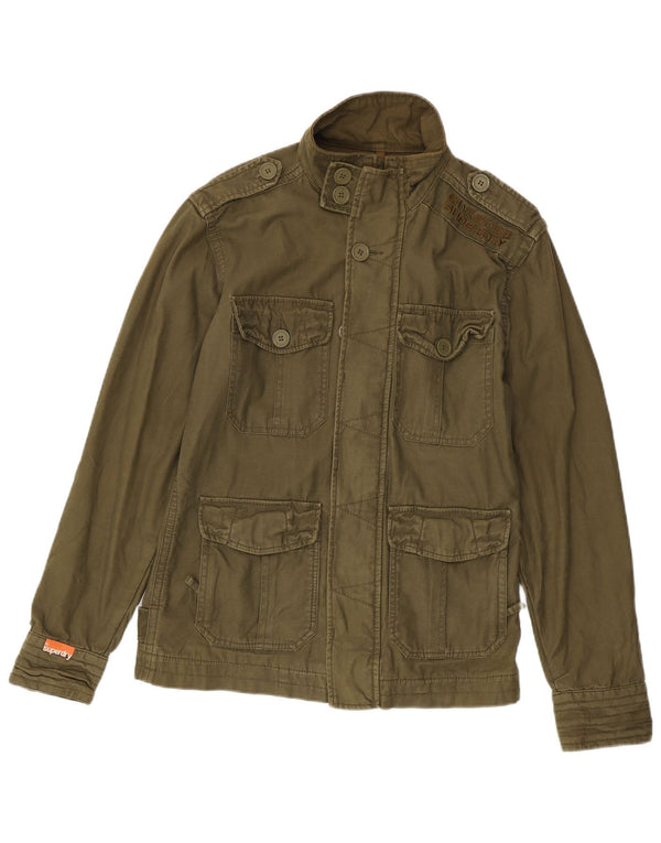 Superdry Herren-Militärjacke, UK 38, mittlere Khaki-Baumwolle