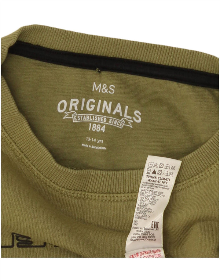 Marks & Spencer Grafik-Sweatshirt für Jungen, 13–14 Jahre, Khaki, Baumwolle