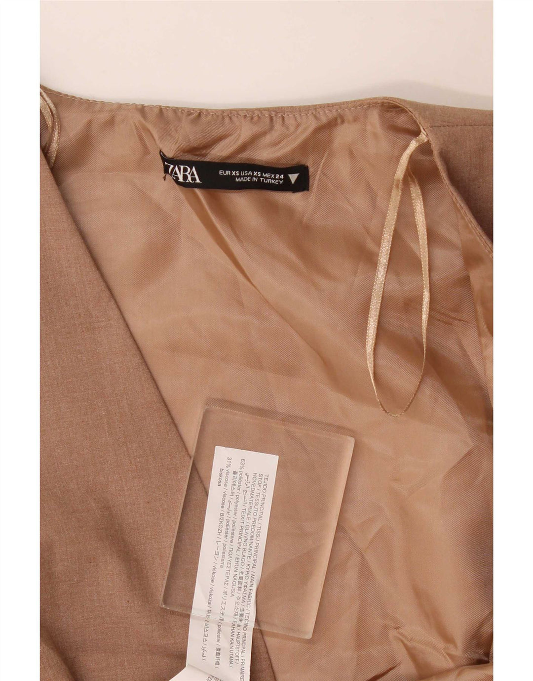 Zara Damen OPEN Weste UK 4 XS Beige Polyester