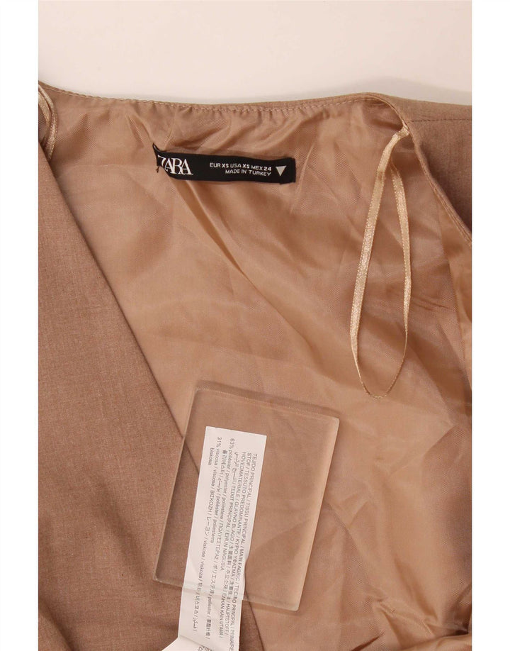 Zara Damen OPEN Weste UK 4 XS Beige Polyester
