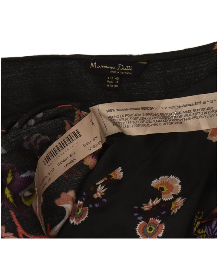 Massimo Dutti Damen Langarm-Blusenoberteil EU 40 Mittelgrünes Blumenmuster