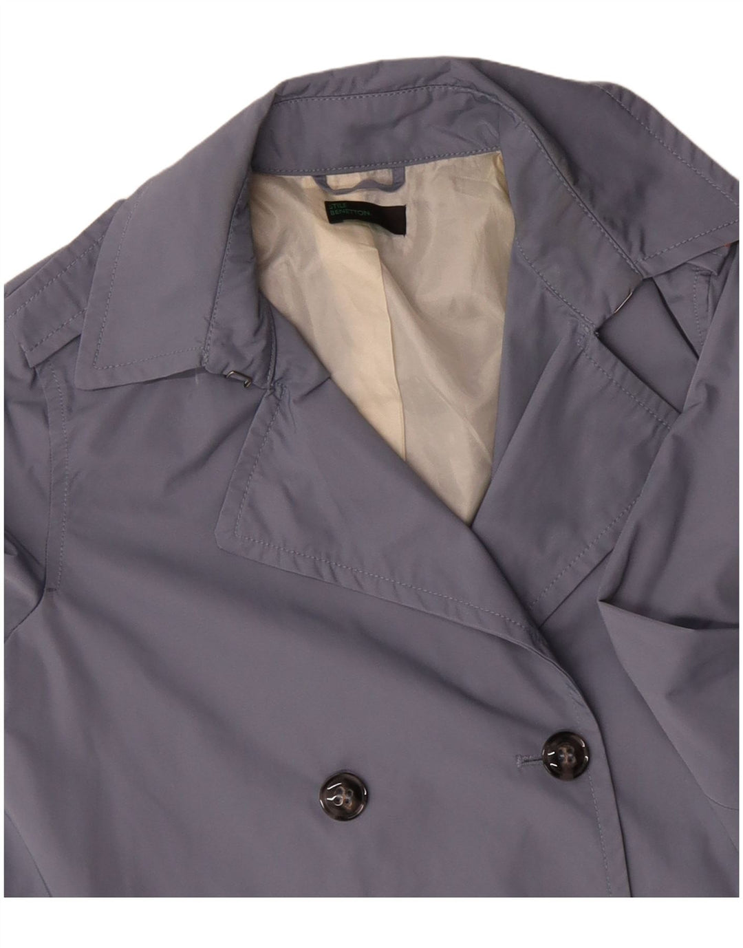Benetton Damen Übergroßer Trenchcoat UK 10 Small Blau Polyester