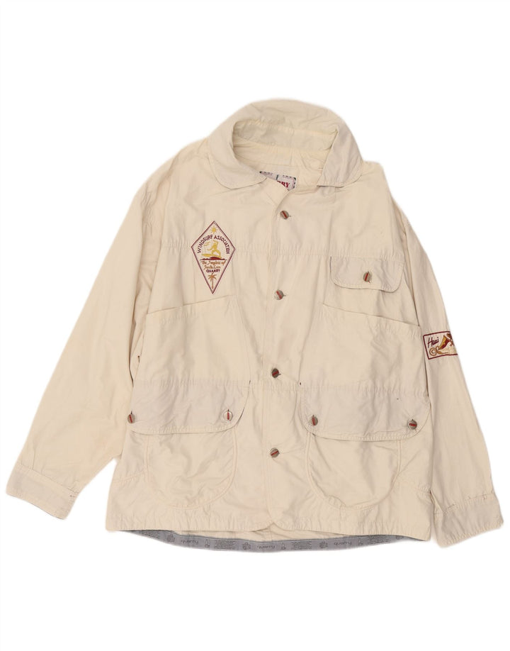 QUARRY Mens Utility Jacket UK 40 Large Off White Cotton
