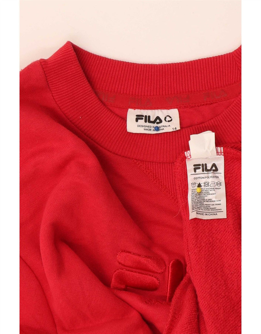 Fila Damen Grafik-Sweatshirt-Pullover UK 14 Große rote Baumwolle