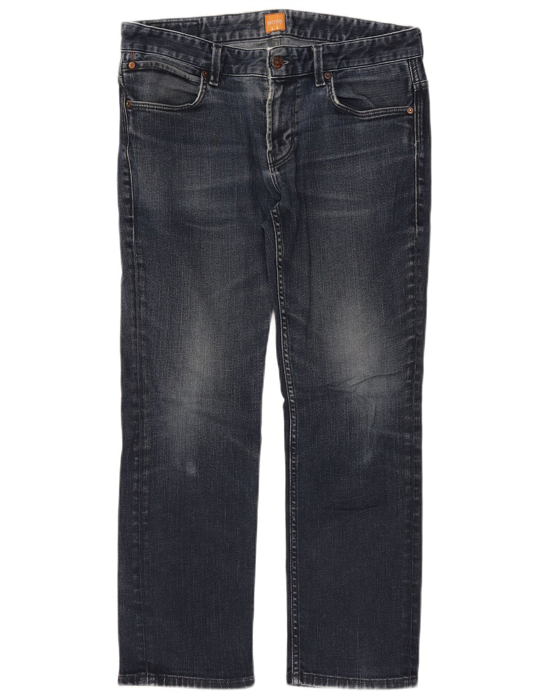 HUGO BOSS Herren Straight Jeans W34 L27 Blaue Baumwolle