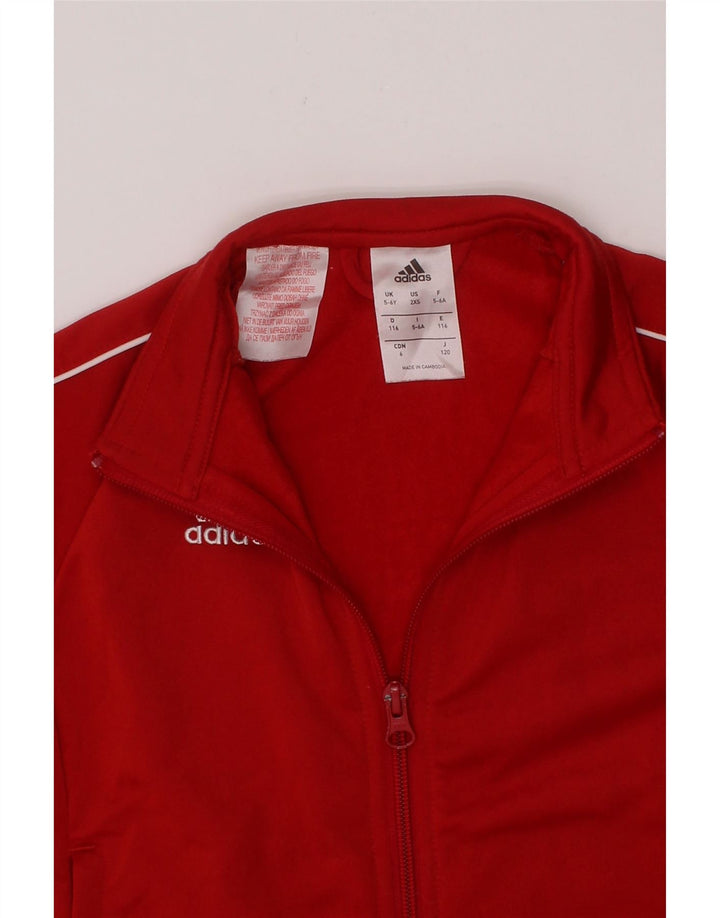 ADIDAS Boys Tracksuit Top Jacket 5-6 Years Red Polyester Vintage Adidas and Second-Hand Adidas from Messina Hembry 