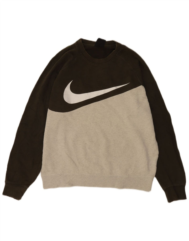 Nike Herren-Sweatshirt mit Grafik, groß, Khaki, Farbblock