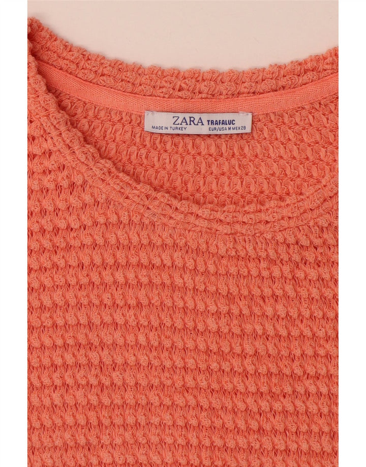 ZARA Damen Trafaluc Übergroßes Strickblusenoberteil UK 14 Mittelorange
