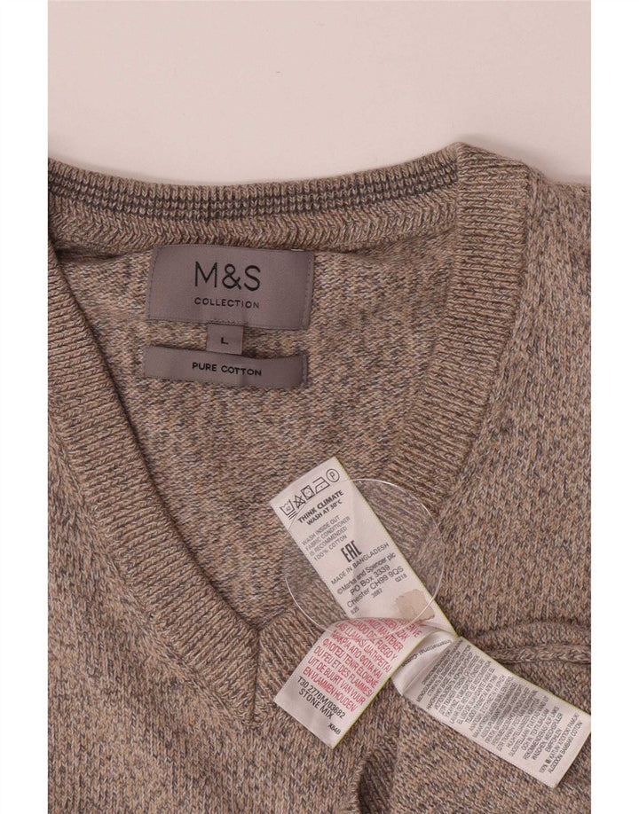Marks & Spencer Herren-Tanktop, groß, beige gesprenkelte Baumwolle
