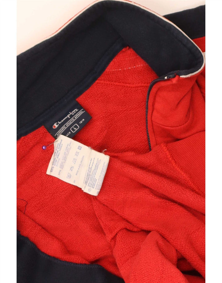 Champion Herren-Trainingsanzug-Oberteil, große rote Colourblock-Baumwolle