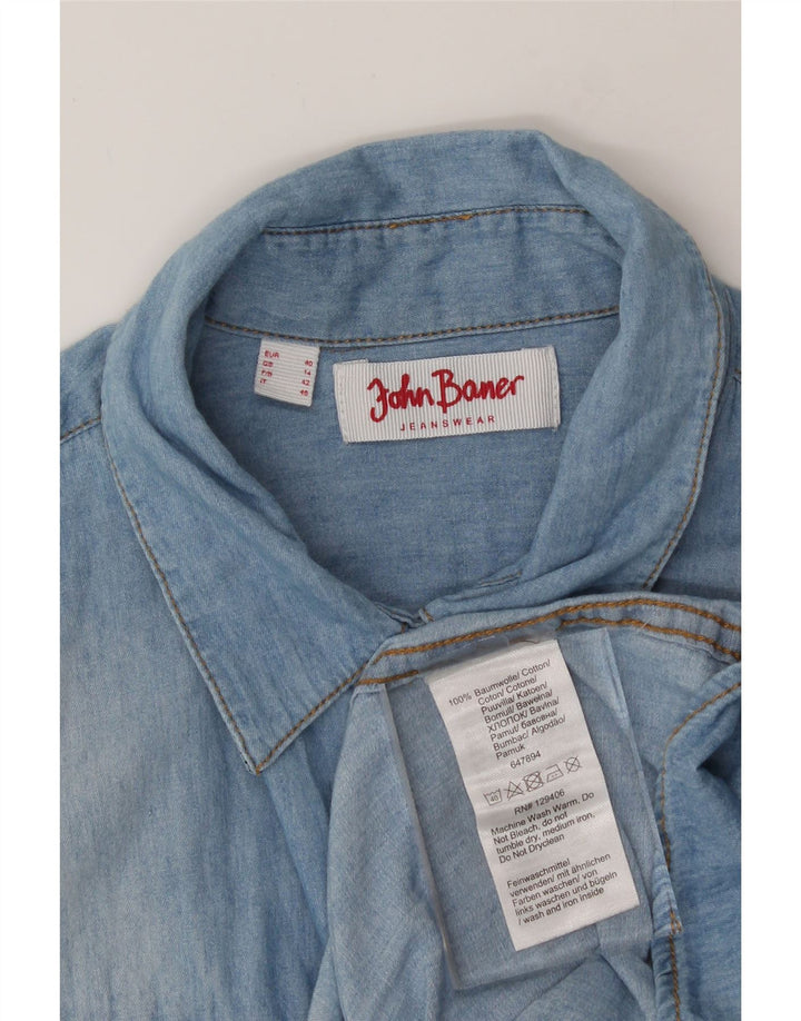 JOHN BANER Womens Denim Shirt UK 14 Large  Blue Cotton Vintage John Baner and Second-Hand John Baner from Messina Hembry 