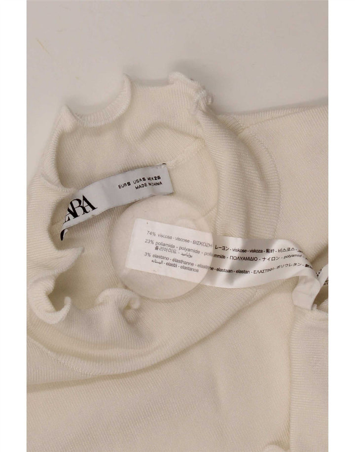 Zara Damen Crop Vest Top UK 10 Small Weiße Viskose