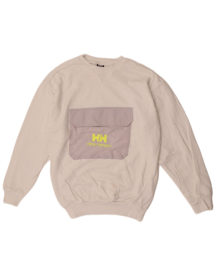 Helly Hansen Herren-Sweatshirt mit Grafik, Größe S, weiße Farbblock-Baumwolle