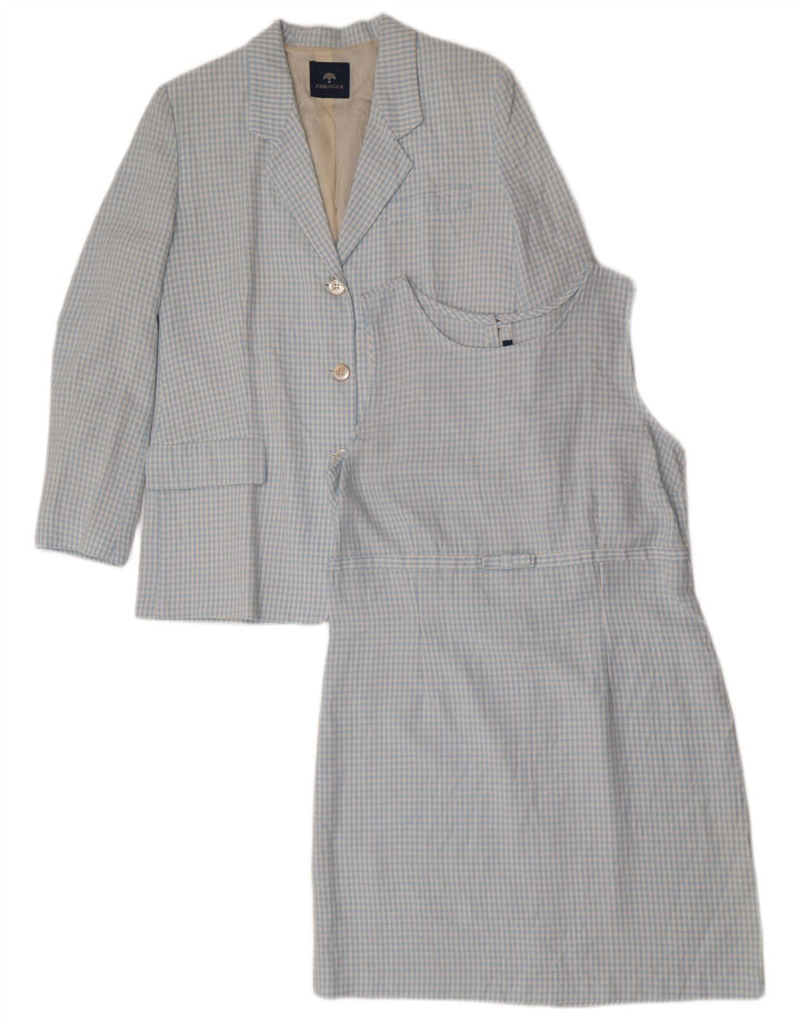 Vintage Damen 3-Knopf-2-teiliges Set IT 46 Große blaue Gingham-Viskose