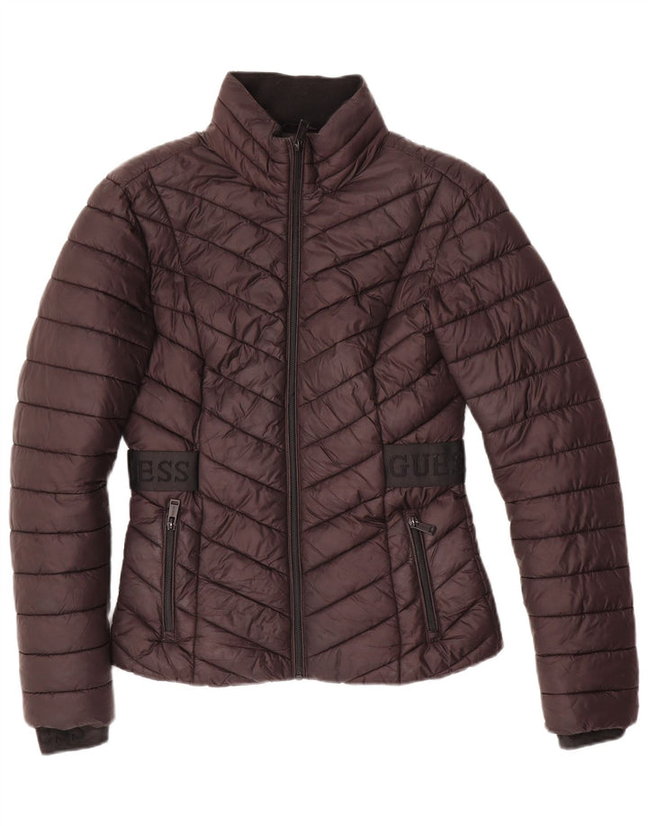 Guess Damen Graphic Wattierte Jacke UK 10 Small Schwarz Polyester