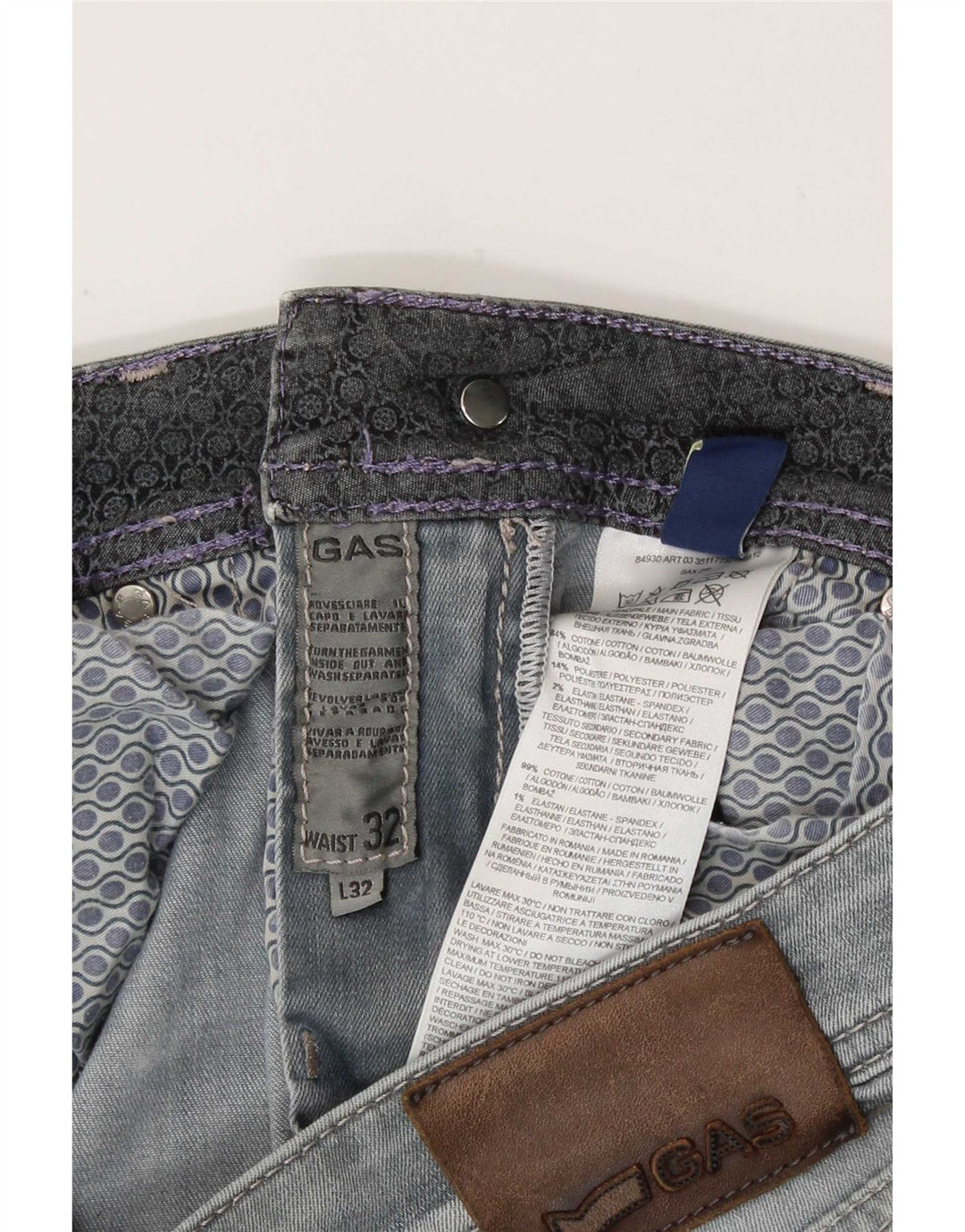 Gas Damen Slim Jeans W32 L29 Graue Baumwolle