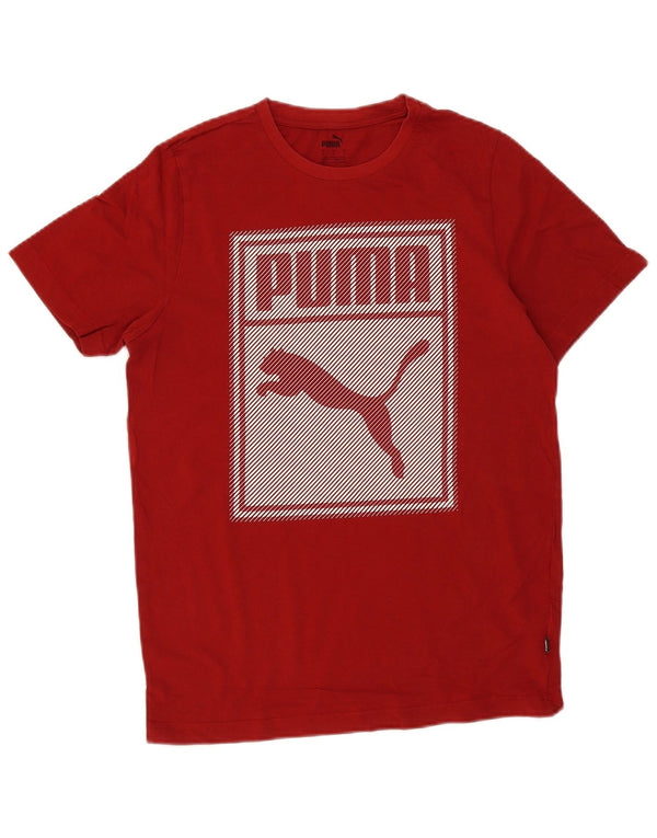 Puma Herren Grafik T-Shirt Top Small Rot Baumwolle