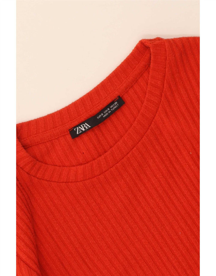Zara Damen Top Langarm UK 8 Small Rot