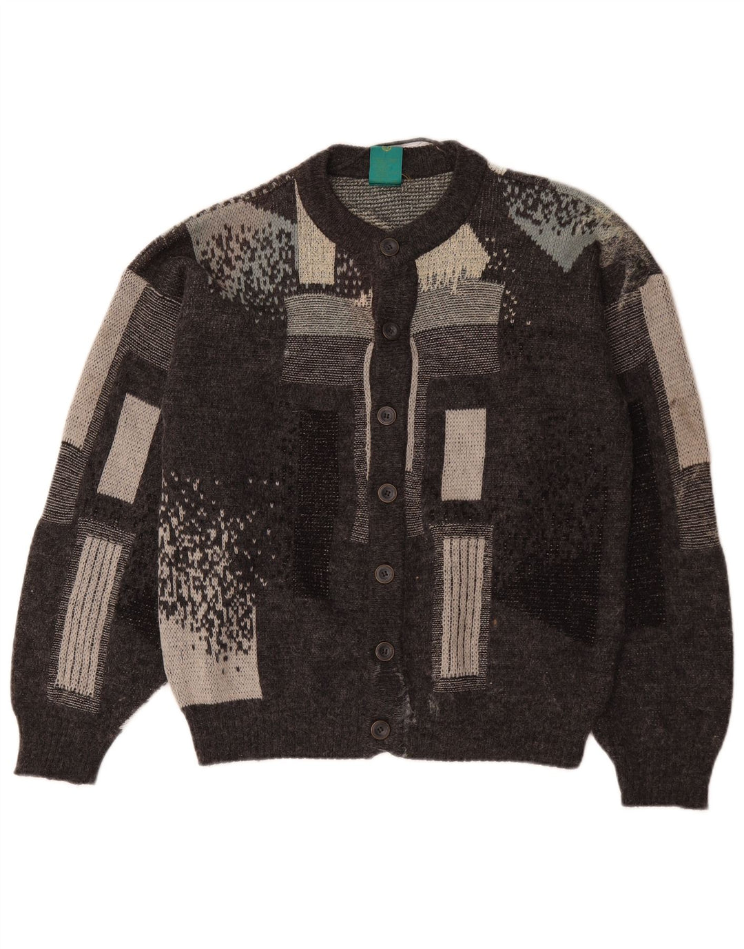 Canda Herren-Strickjacke, klein, grau, geometrisch, Acryl