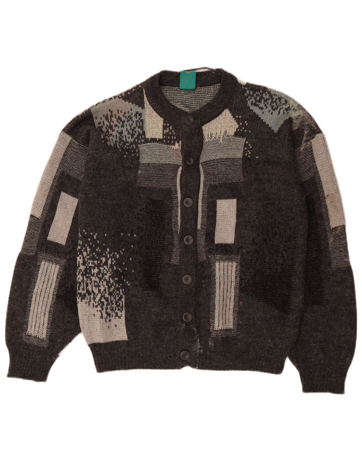 Canda Herren-Strickjacke, klein, grau, geometrisch, Acryl