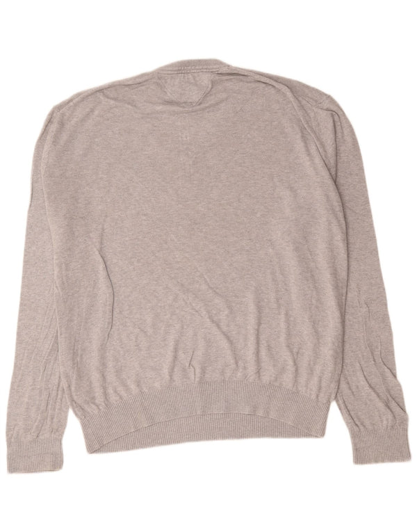 Tommy Hilfiger Herren-Pullover mit V-Ausschnitt, XL, grau gefleckte Baumwolle