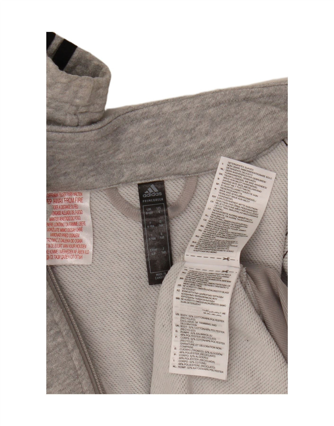 ADIDAS Jungen Primegreen Trainingsanzug-Top-Jacke, 9–10 Jahre, graue Baumwolle